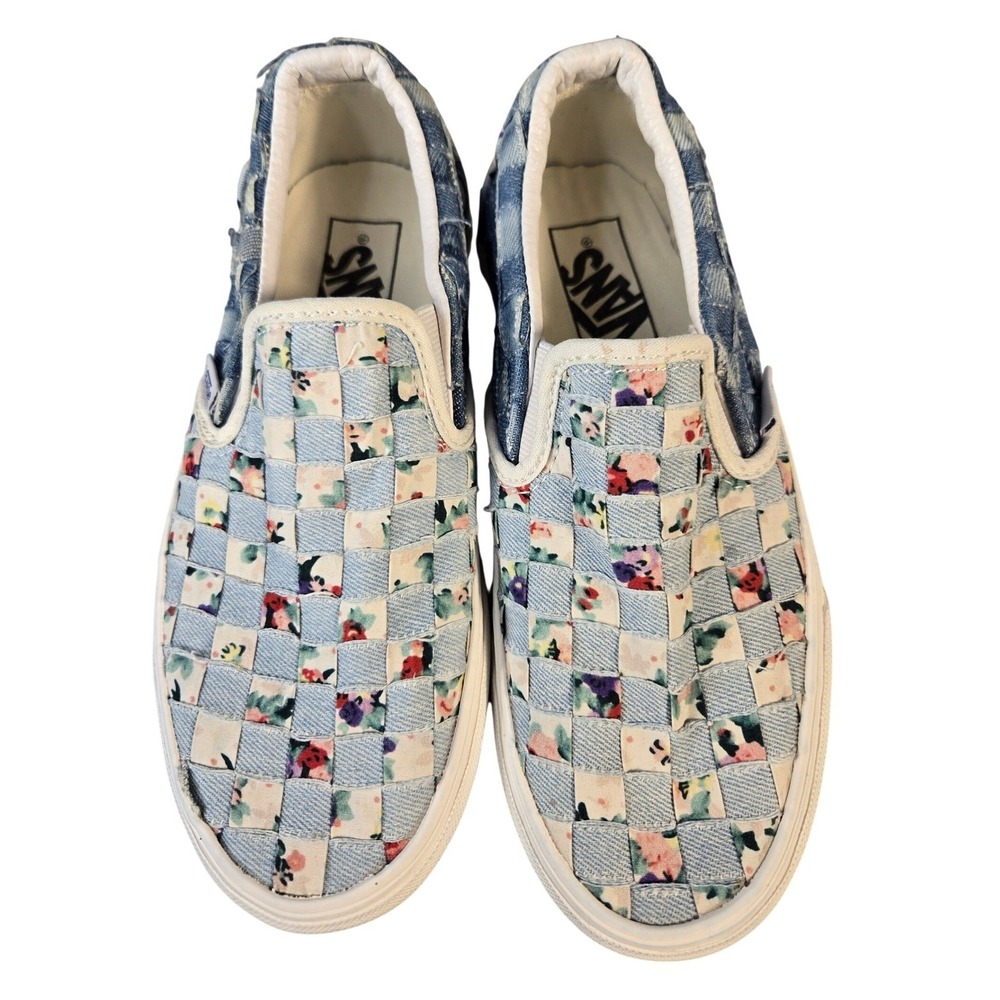 Vans Classic Slip-On Patchwork Y2K Woven Floral Denim Platform Sneakers Kids